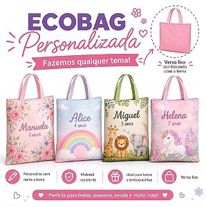 Sacola Ecobag Personalizada 40x30 ou 30x40 Tecido Oxford Lembrancinha de Festa - 10 un