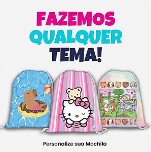 Mochilinha Saco Personalizada Qualquer Tema Infantil 30X40 - Kit 15 Unidades