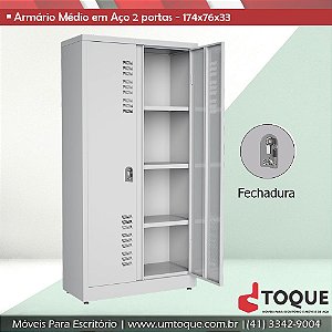 Armário de aço para escritório com 2 portas W3 - 174x76x33