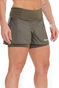 SHORT DUPLO FEMININO VERDE MILITAR