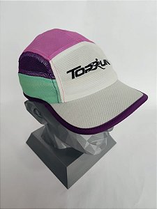 Boné Five Panel - Aba Reta BRANCO ROXO VERDE