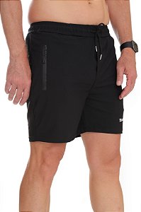 Bermuda Dry Fit Treino Seca Rápido 3 Bolsos Elastáno Preto