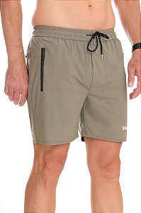 Bermuda Dry Fit Treino Seca Rápido 3 Bolsos Elastáno Bege