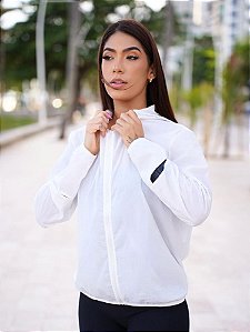 Corta Vento Ultra Leve Abertura Axilas E Abertura Relogio branco