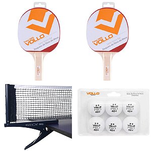 Kit Tênis De Mesa Ping Pong 2 Raquetes Rede E 06 Bolas Vollo