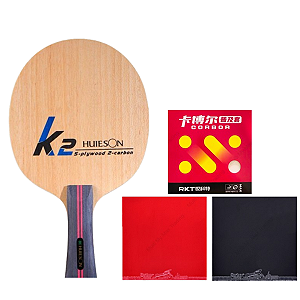 Raquete Clássica Carbono K2 + 2x Borrachas Reactor Corbor ITTF