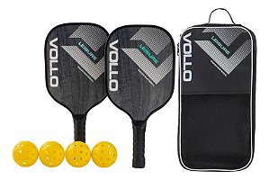 Kit Pickleball Lazer com 2 Raquetes + 4 Bolas + Bolsa Transporte