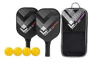Kit Pickleball Profissional com 2 Raquetes + 4 Bolas + Bolsa Transporte