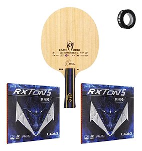 Kit Completo Profissional - Raquete Carbono Loki K3 Clássica + 2 Borrachas Rxton 5 Tênis Mesa