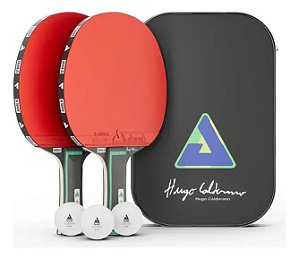 Kit 2x Raquetes Joola Hugo Calderano Duo Pro Profissional Aprovado ITTF + Capa + 3 Bolas Oficiais
