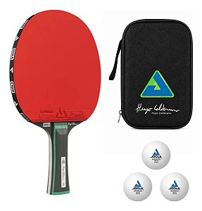 1x Raquete Joola Hugo Calderano Match Pro + 3 Bolas Tênis Mesa + Raqueteira