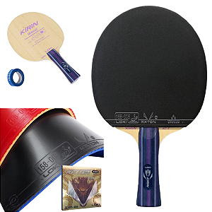 Raquete Clássica Profissional Loki + 2x Borrachas Train Gold Aprovado ITTF Tênis Mesa