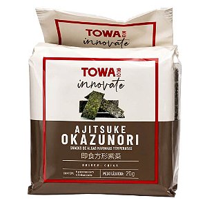 Alga Marinha Temperada Ajitsuke Okazu Nori Towa 20g – 8 Pacotes Individuais e Pronta para Consumo