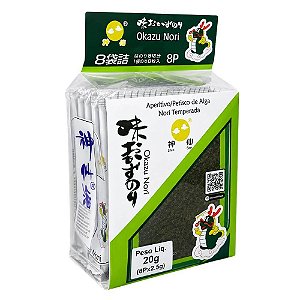 Alga Marinha Temperada Okazu Nori Shinsen 20g – 8 Pacotes Individuais e Crocantes