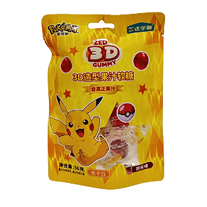 Bala de Goma Pokémon Zed 3D Gummy Cola 56g – Divertida e Descascável