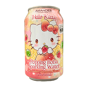 Refrigerante Hello Kitty Morango e Limão 330ml – Com Popping Boba
