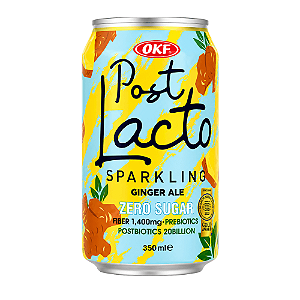 Bebida Gaseificada Post Lacto OKF Ginger Ale 350ml – Zero Açúcar com Prebióticos