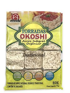 Okoshi Torradas de Arroz Integral Orgânico Tradicional 75g Hikage