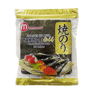 Alga para Sushi Nori Gold Manmaru 50 Folhas – Yakinori Premium 140g