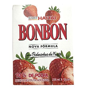 Bebida Suco de Morango com Pedaços Bonbon - Caixa com 12 latas