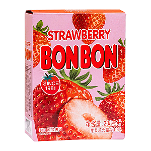 Bebida Suco de Morango com Pedaços Bonbon Haitai - Caixa com 12 latas