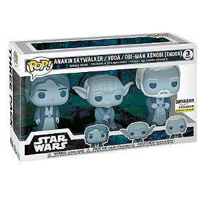 Funko Pop! Television Star Wars Anakin Yoda Obi-Wan Kenobi 3 Pack Exclusivo Glow