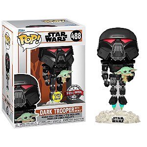Funko Pop! Television Star Wars Dark Trooper With Grogu 488 Exclusivo Glow