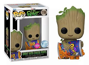 Funko Pop! Marvel I Am Groot With Cheese Puffs 1196 Exclusivo Flocked