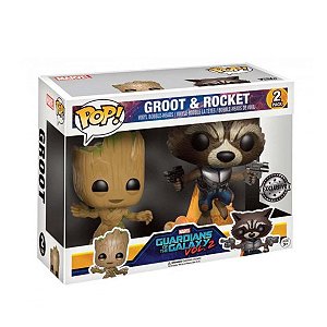Funko Pop! Marvel Guardians Of The Galaxy Groot & Rocket 2 Pack Exclusivo