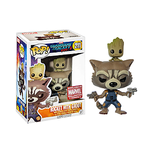 Funko Pop! Filme Marvel Guardiões da Galáxia Rocket With Groot 211 Exclusivo