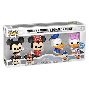 Funko Pop! Disney Mickey Mouse Minnie Mouse Donald Duck Daisy 4 Pack Exclusivo