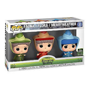 Funko Pop! Filme Disney A Bela Adormecida Fadas Madrinhas Fauna Flora Merryweather 3 Pack Exclusivo