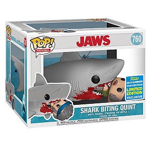 Funko Pop! Filme Jaws Tubarao Shark Biting Quint 760 Exclusivo