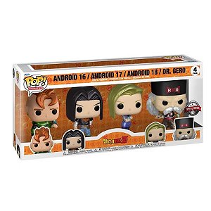 Funko Pop! Animation Dragon Ball Z Android 16 Android 17 Android 18 Dr. Gero 4 Pack Exclusivo