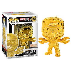 Funko Pop! Marvel Guardiões da Galáxia Guardians Of The Galaxy Star Lord 353 Exclusivo Gold Chrome