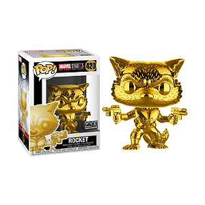 Funko Pop! Marvel Guardiões da Galáxia Rocket 420 Exclusivo Gold Chrome