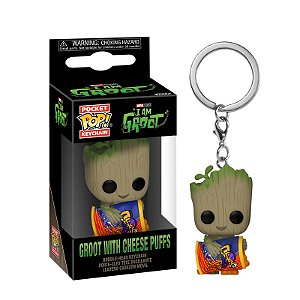 Funko Pop! Keychain Chaveiro Filme Marvel I Am Groot Groot With Cheese Puffs