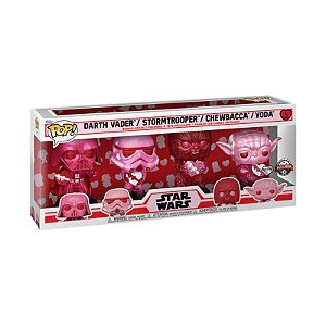 Funko Pop! Television Star Wars Valentine's Day Darth Vader Stormtrooper Chewbacca Yoda 4 pack Exclusivo Diamond