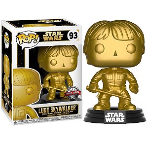 Funko Pop! Television Star Wars Luke Skywalker 93 Exclusivo Gold Chrome