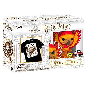 Funko Pop! Filme Harry Potter Fawkes 144 Exclusivo Glow + Camiseta Exclusivo