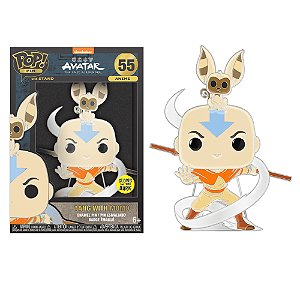 Funko Pop Pin! Animation Avatar The Last Airbender Aang With Momo 55 Exclusivo Glow