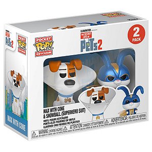 Funko Pop! Keychain Chaveiro Pets 2 Max With Cone & Snowball 2 Pack