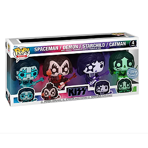 Funko Pop! Rocks Kiss Spaceman Demon Starchild Catman 4 Pack Exclusivo