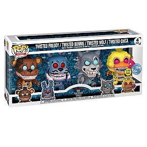 Funko Pop! Games Five Nights At Freddy's Twisted Freddy, Bonnie, Wolf, Chica 4 Pack Exclusivo Glow