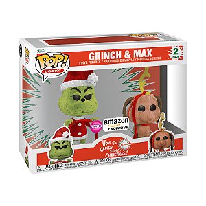 Funko Pop! Books How the Grinch Stole Christmas Grinch and Max 2 Pack Exclusivo Flocked