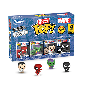 Funko Bitty Pop! Marvel Homem Aranha Spider Green Goblin J. Jonah Jameson Spider-Man Symbiote Suit 4 Pack