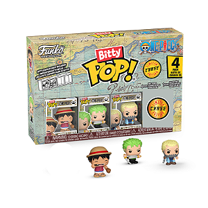 Funko Bitty Pop! Animation One Piece Monkey D. Luffy Roronoa Zoro Axe-Hand Morgan + Surpresa Chase Sortido