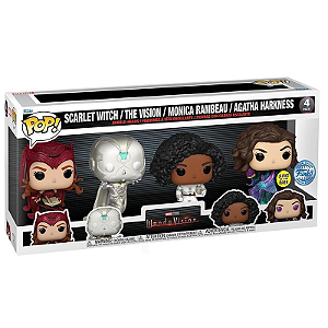 Funko Pop! Marvel Wandavision Scarlet Witch The Vision Monica Rambeau & Agatha Darkness 4 Pack Exclusivo Glow