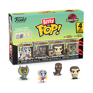 Funko Bitty Pop! Filme Jurassic Park Mr. DNA, Dilophosaurus Fossil, Dennis Nedry, Dilophosaurus 4 Pack
