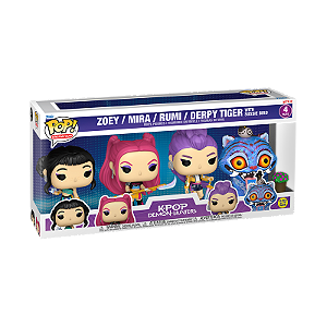 Funko Pop! Animation KPop Demon Hunters Zoey, Mira. Rumi And Tiger 4 Pack Exclusivo Glow